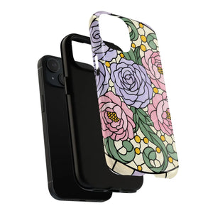 Floral Stained Glass Phone Case, Tough Magnetic Protective - Mobile Cases