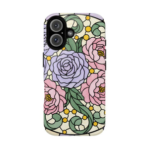 Floral Stained Glass Phone Case, Tough Magnetic Protective - Mobile Cases