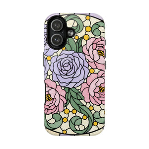 Floral Stained Glass Phone Case, Tough Magnetic Protective - Mobile Cases