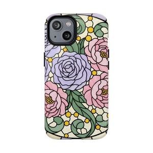 Floral Stained Glass Phone Case, Tough Magnetic Protective - Mobile Cases
