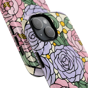 Floral Stained Glass Phone Case, Tough Magnetic Protective - Mobile Cases
