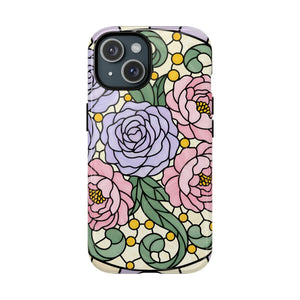 Floral Stained Glass Phone Case, Tough Magnetic Protective - Mobile Cases