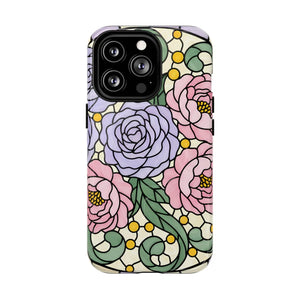 Floral Stained Glass Phone Case, Tough Magnetic Protective - Mobile Cases