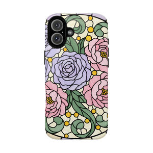 Floral Stained Glass Phone Case, Tough Magnetic Protective - Mobile Cases