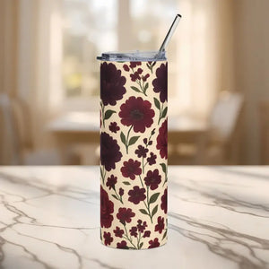 Stainless Steel Tumbler - Floral Design Cold Perfection - Dipaliz - 20oz / Black - Tumblers