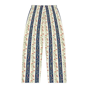 Floral Stripe Women’s Pajama Pants, Vintage Navy & Blush Lounge - Pajamas