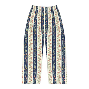 Floral Stripe Women’s Pajama Pants, Vintage Navy & Blush Lounge - Pajamas