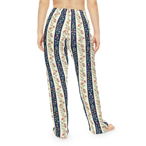 Floral Stripe Women’s Pajama Pants, Vintage Navy & Blush Lounge - Pajamas