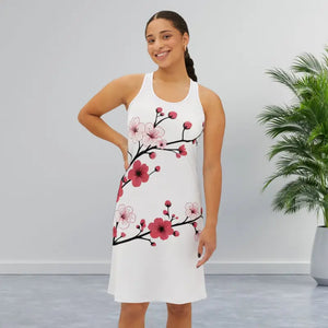 Elegant Casual Dress - Vibrant Floral Print Racerback - Dipaliz - Xs / White - Dresses