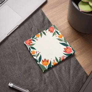 Floral Themed Note Pads - Vibrant Hand Drawn Design - Dipaliz - 4’’ x / White - Sticky Notes