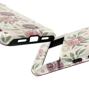 Floral Tough Phone Case, Vintage Rose Protective Cover - Mobile Cases