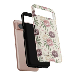 Floral Tough Phone Case, Vintage Rose Protective Cover - Mobile Cases