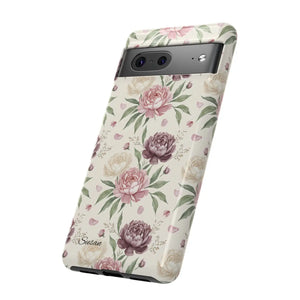 Floral Tough Phone Case, Vintage Rose Protective Cover - Mobile Cases