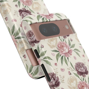 Floral Tough Phone Case, Vintage Rose Protective Cover - Mobile Cases