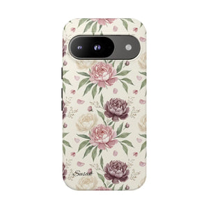 Floral Tough Phone Case, Vintage Rose Protective Cover - Mobile Cases