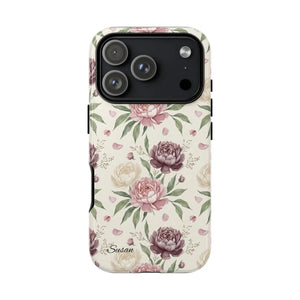 Floral Tough Phone Case, Vintage Rose Protective Cover - Mobile Cases