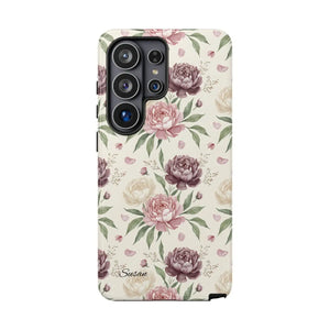 Floral Tough Phone Case, Vintage Rose Protective Cover - Mobile Cases