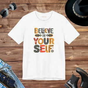 Premium Floral Unisex Jersey Tee - Believe in Yourself - Dipaliz - White / s - T-shirts