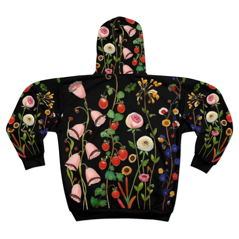 Unisex Floral Pattern Zip Hoodie - Cozy and Stylish - All Over Prints