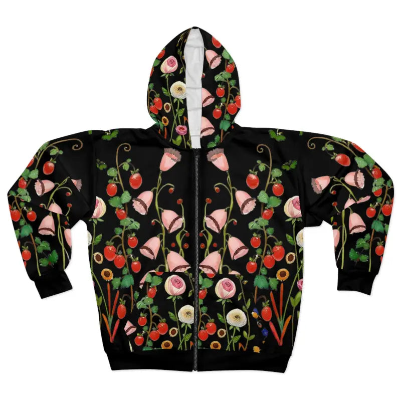 Unisex Floral Pattern Zip Hoodie - Cozy and Stylish - Xs All Over Prints