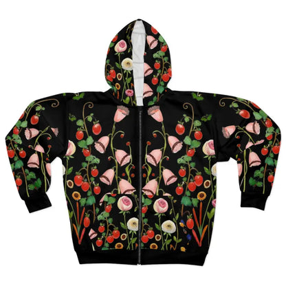 Unisex Floral Pattern Zip Hoodie - Cozy and Stylish - Xs All Over Prints