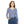 Floral V-neck Long Sleeve, Blue & Coral All-over Print Top - T-shirts - Xs
