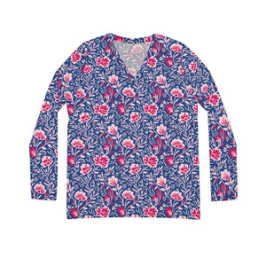 Stretch Botanical Print Long Sleeve Shirt - Garden Style - Dipaliz - T-shirts - Xs