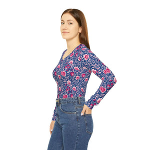Stretch Botanical Print Long Sleeve Shirt - Garden Style - Dipaliz - T-shirts - Xs