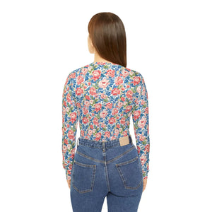 Floral Pink Rose Long Sleeve Shirt - v Neck Casual - Dipaliz - T-shirts - Xs