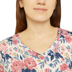 Pink Rose Print Long Sleeve Shirt - Floral Blouse - Dipaliz - T-shirts - Xs