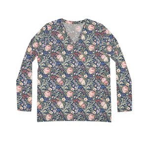Vintage Rose V-neck Long Sleeve - Garden Romance - Dipaliz - T-shirts - Xs