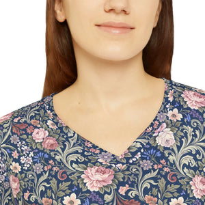 Vintage Rose V-neck Long Sleeve - Garden Romance - Dipaliz - T-shirts - Xs