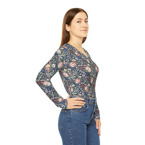 Vintage Rose V-neck Long Sleeve - Garden Romance - Dipaliz - T-shirts - Xs