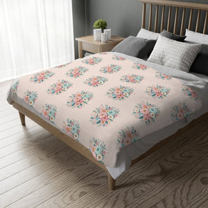 Floral Velveteen Microfiber Blanket – Soft Throw - Dipaliz - Blankets