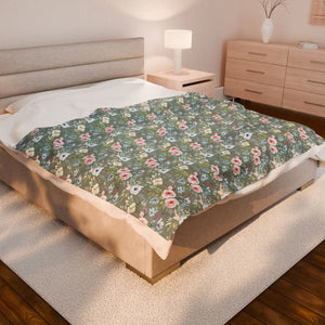 Vintage Floral Velveteen Plush Garden Sanctuary - Dipaliz - Blankets
