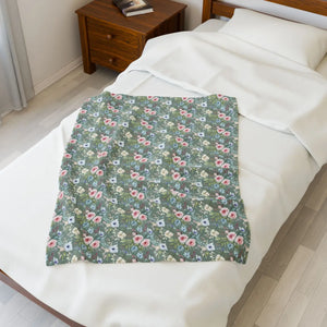 Vintage Floral Velveteen Plush Garden Sanctuary - Dipaliz - Blankets