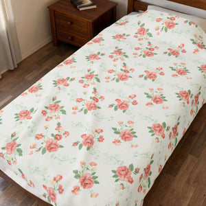 Vintage Rose Floral Velveteen Plush Blanket - Dipaliz - Blankets
