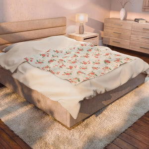 Vintage Rose Floral Velveteen Plush Blanket - Dipaliz - Blankets