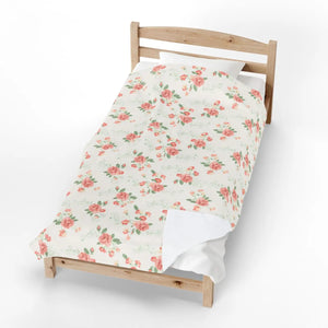 Vintage Rose Floral Velveteen Plush Blanket - Dipaliz - Blankets