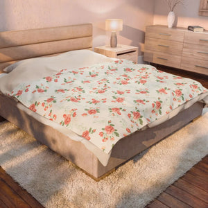Vintage Rose Floral Velveteen Plush Blanket - Dipaliz - Blankets