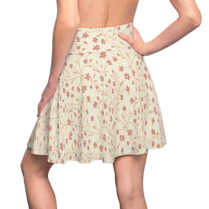 Floral Vine Skater Skirt, Cream & Blush Petite Flower Print - Skirts
