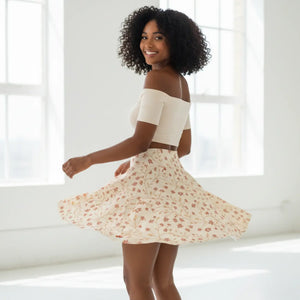 Floral Vine Skater Skirt, Cream & Blush Petite Flower Print - Skirts