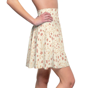 Floral Vine Skater Skirt, Cream & Blush Petite Flower Print - Skirts