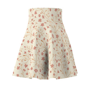 Floral Vine Skater Skirt, Cream & Blush Petite Flower Print - Skirts