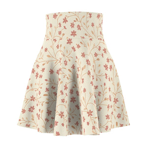 Floral Vine Skater Skirt, Cream & Blush Petite Flower Print - Skirts