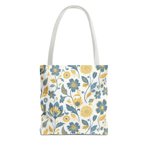 Vintage Floral Vine Tote - Blue Mustard Cotton - Dipaliz - Bags
