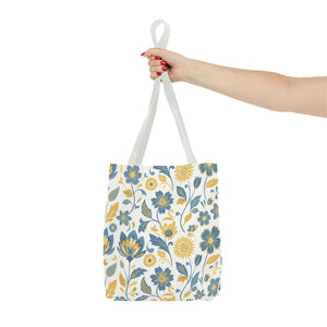 Vintage Floral Vine Tote - Blue Mustard Cotton - Dipaliz - Bags