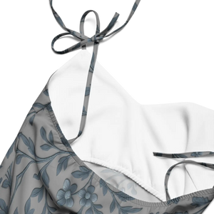 Floral Vines Midi Dress – Bluish Grey Chiffon - Dipaliz - Dresses - Xs