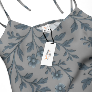 Floral Vines Midi Dress – Bluish Grey Chiffon - Dipaliz - Dresses - Xs