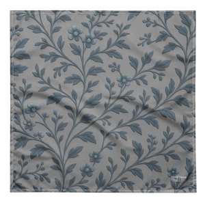 Greyish Blue All-over Print Bandana - Floral Vines - Dipaliz - Bandanas & Headties